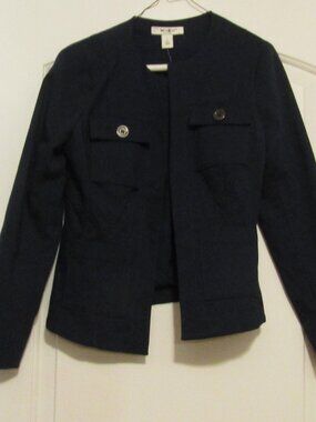 NWT WHITE HOUSE BLACK MARKET Woman's Collarless Business Jacket Size 6 Dark NAVY